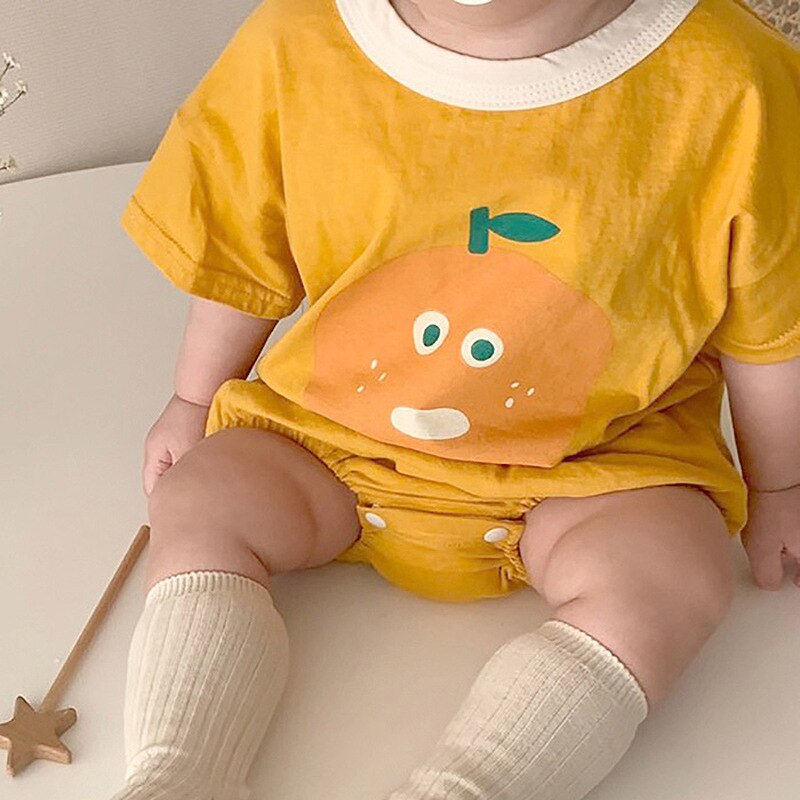 Body con estampado de dibujos animados para niño recién nacido y niña, mono fino de algodón a la , color Naranja, novedad de verano,