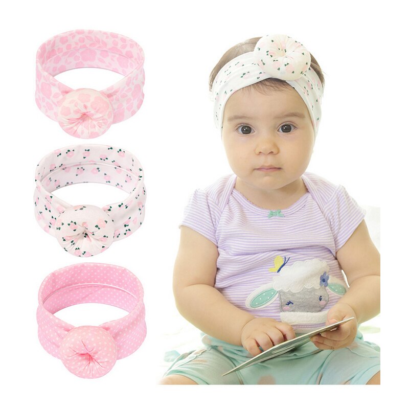 3 unids/set bebé diadema arcos nudo diademas para recién nacidos para chicas con flores y puntos impreso niños turbante bebé accesorios para el pelo