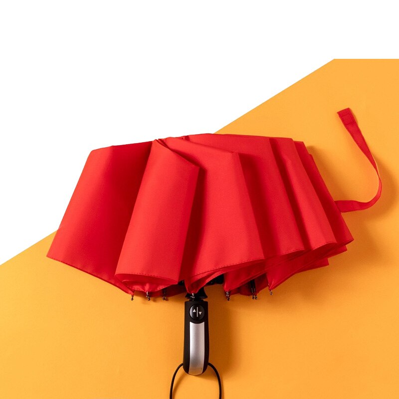 Red Fully Automatic Folding Umbrella Rain Women Wedding Bride Umbrellas Female Windproof 10 Ribs Goddess Paraguas Manual