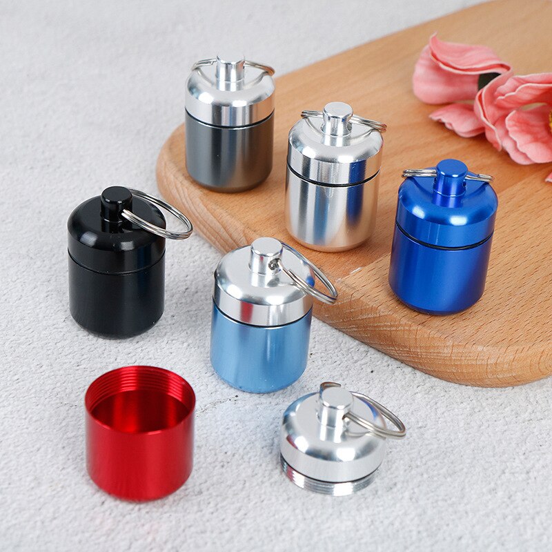 Pocket Pill Box Container Mini Portable Aluminium Pill Case Carry Bottle Case Hearing Protection Earplugs Box Keychain Outdoor