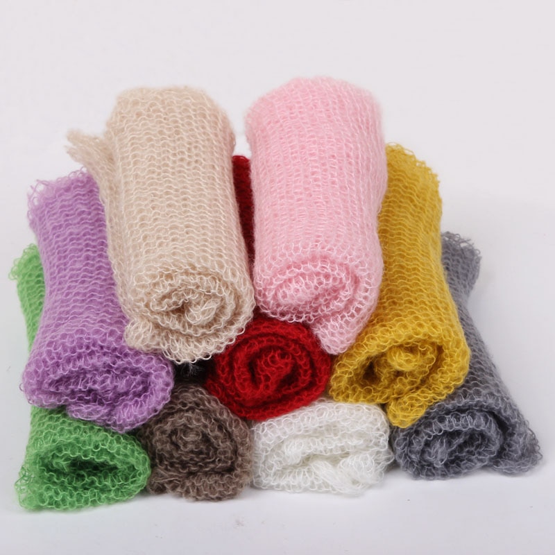 40*60 CENTÍMETROS Fotografia Bebê Props Mohair Wraps Cobertor Estiramento Knit Envoltório Foto Recém-nascidos Wraps Acessórios Artesanais de Pano
