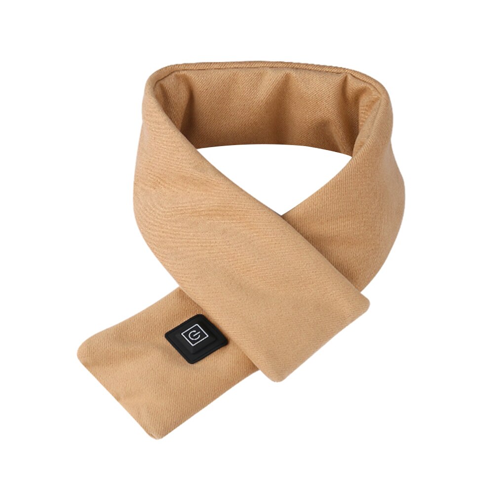 Cotton Smart Heating Scarf Cosy Neck Guard Electric Heated Collar Scarves Winter Scarf Heated Scarf Neckerchief Plush Collar: Camel