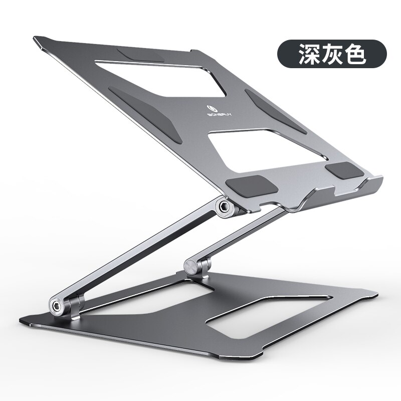 Aluminum Alloy Adjustable Laptop Stand Folding Portable for Notebook MacBook Computer Bracket Lifting Cooling Holder Non-slip: P18 Gray