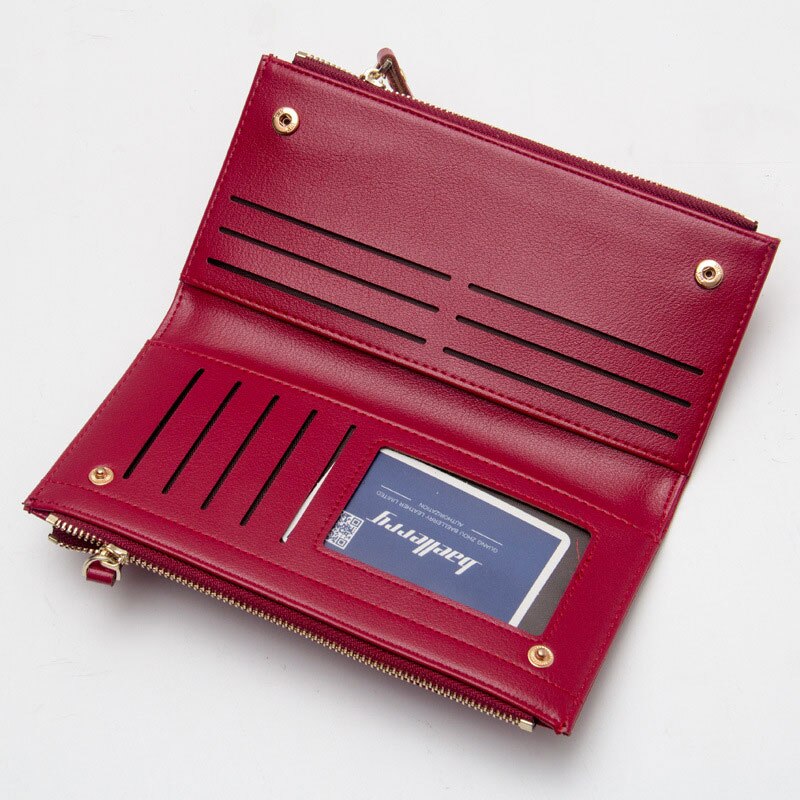neue Lange Pu Frauen Brieftasche Kupplung frauen Geldbörse Beste Handy Brieftasche Weibliche Fall Telefon Tasche Carteira Femme: Red
