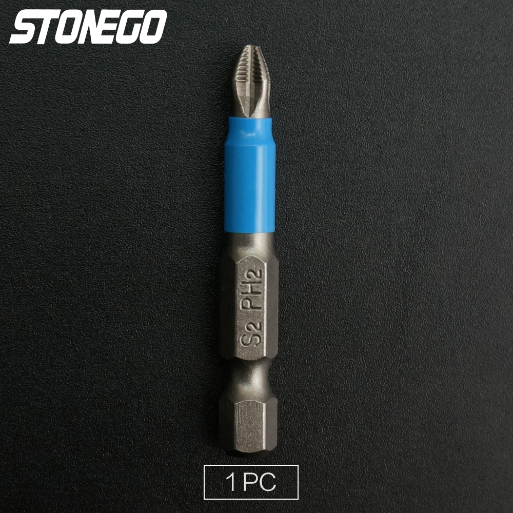 STOENGO Screwdriver Bits 1/4" Hex Shank Magnetic Cross Screw Head Anti Slip Electric Tip 50MM Driver Drill Set Tools: Blue