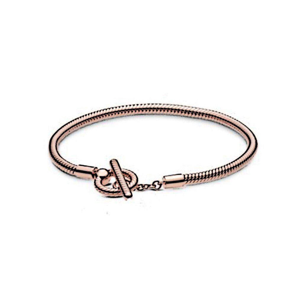 Autumn 925 Silver Rose Purple Flower Helm & Anchor Charm Clip Heart Pendant Snake Chain Bracelet Necklace Pink Earrings: 20cm