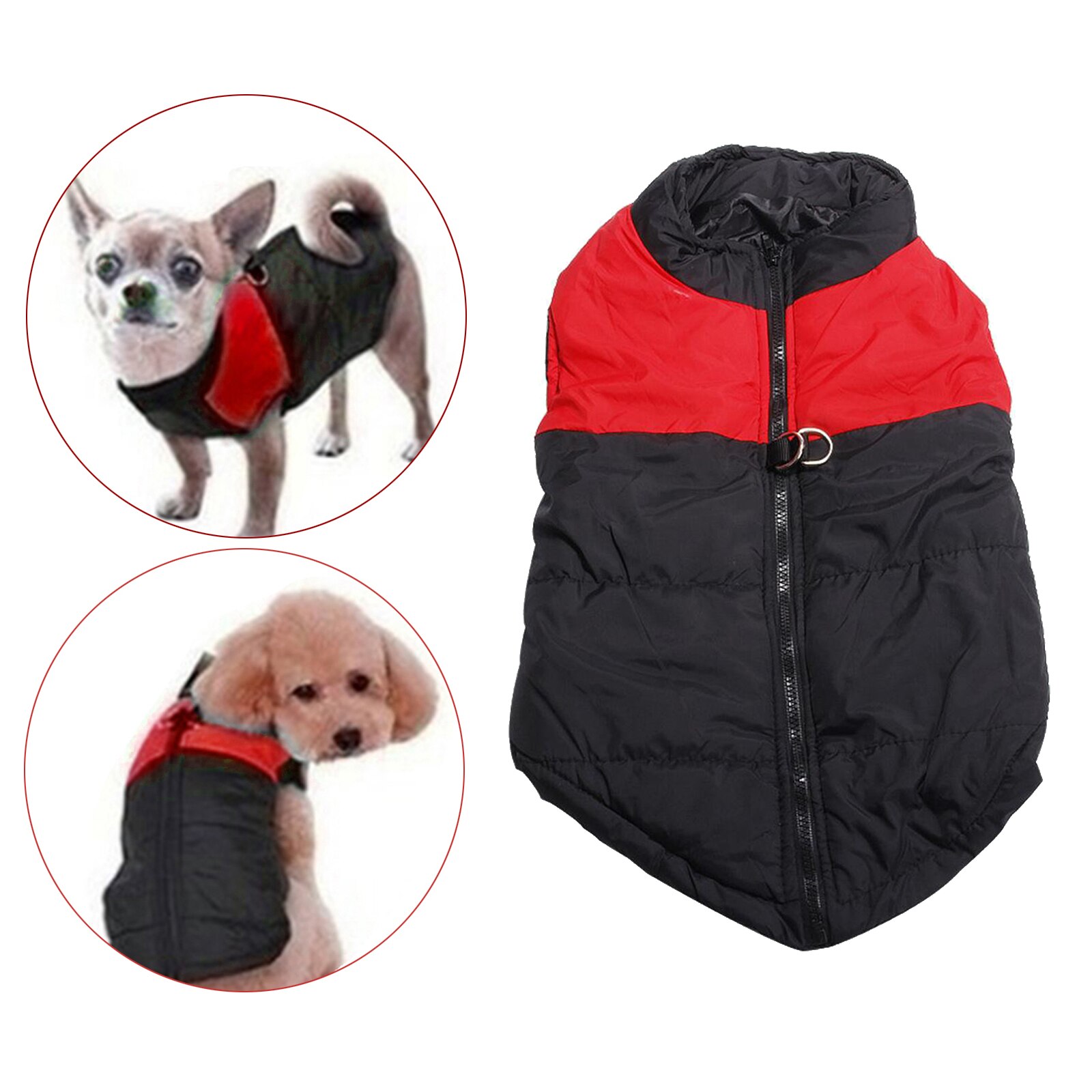 Warm Hond Kleding Waterdicht Pet Gewatteerde Vest Rits Jas Jas Voor Chihuahua: Red S