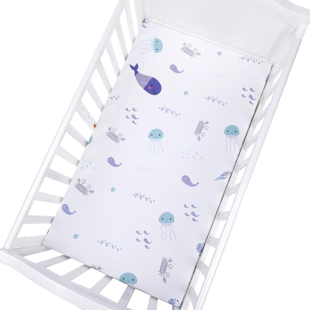 Egmaobaby 100%  bomulds tremmeseng monteret lagen blød babyseng madrasbetræk beskytter tegneserie nyfødt sengetøj til tremmeseng str. 130*70cm: Zld 0001