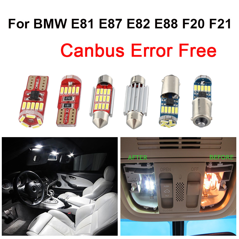 Wit Canbus Foutloos Auto LED interieur Kaart Dome Kofferbak Gloeilampen Kit Voor BMW 1 Serie E81 E87 E82 e88 F20 F21 2003
