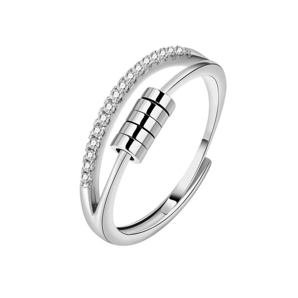 Anxiety Ring Adjustable Opening Women Men Fidget Ring With Bead Worry Stress Relief Jewelry For Female Stacking Finger Rings: RING1258-3