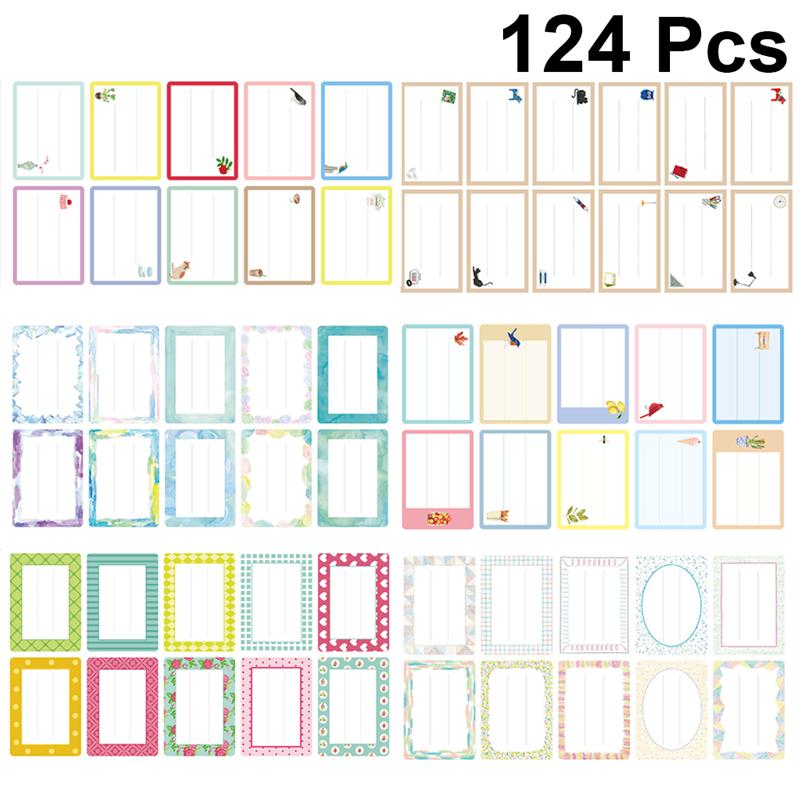 124Pcs Package Stationery Label White Label Write Name Sticker Blank Sticker Label Child Stationery Sticker