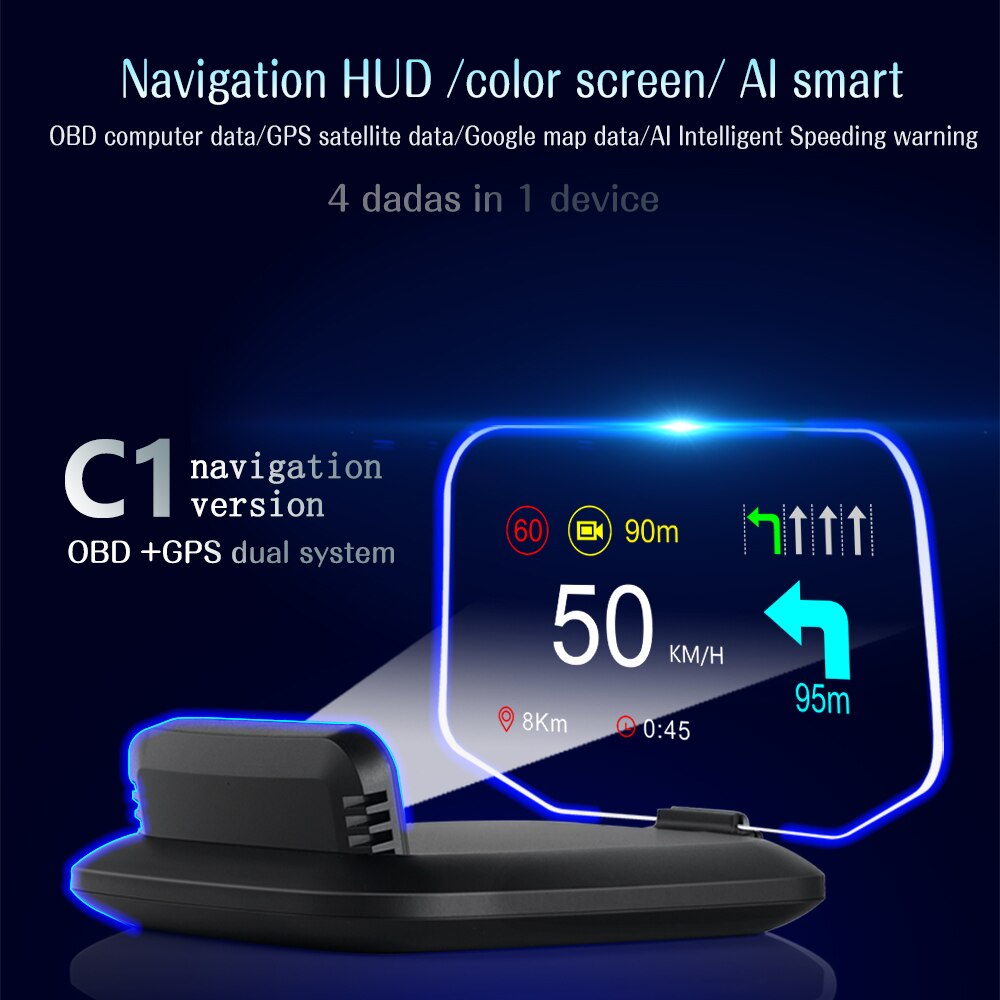 Auto Navigation Kopf hoch Anzeige HUD OBD2 + GPS Dual Modus Windschutzscheibe Projektor MPH Tacho Wasser Öl Temp RPM Clever Auto System
