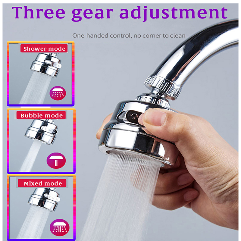 360 Degree Rotating Aerator Bubbler 3 Modes Pressurized Splash Water Saving Aerator Kitchen Diffuser Faucet Bathroom Accessories