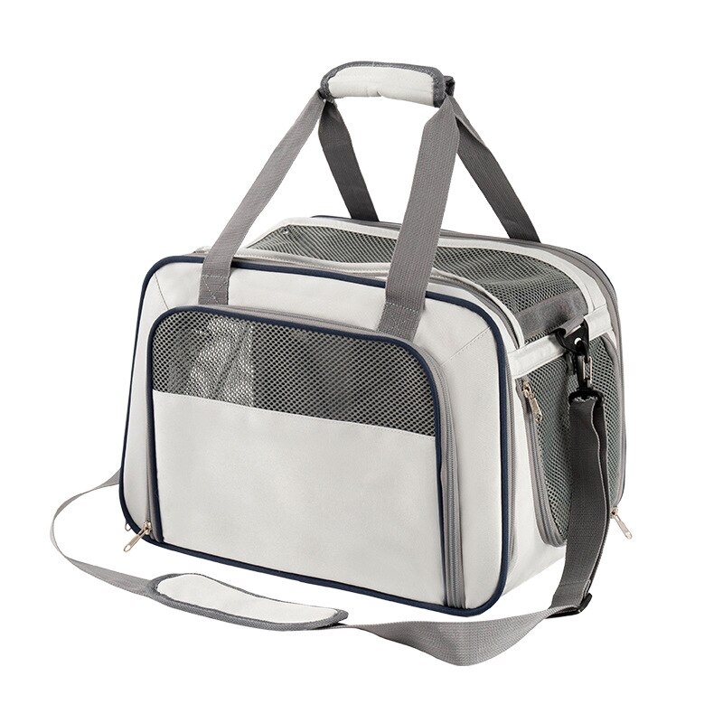 Kat Draagtassen Kat Uitgaande Reizen Handtas Met Vergrendeling Veiligheid Ritsen Kleine Hond Carriers Draagbare Ademend Opvouwbare Tas: Light Gray