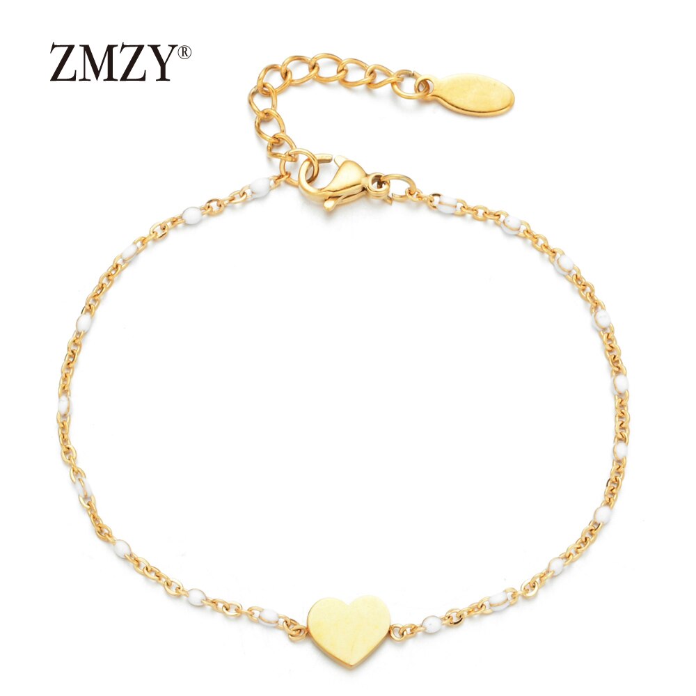 ZMZY Rvs Anniversary Charms Gouden Hart Armband Bijpassende Koppels Armbanden Relatie Bijoux voor Vrouwen: WHITE