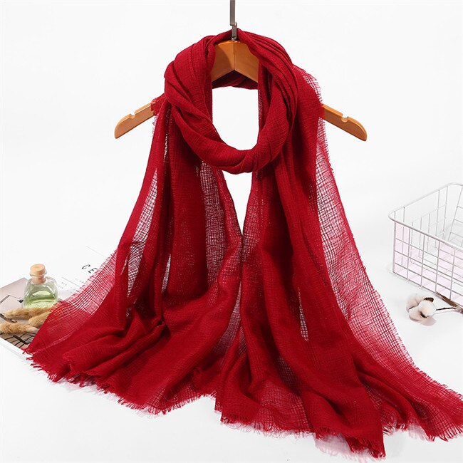 Solid maxi plaid hijab tørklæde sjaler muslimske tørklæder blød bomuld hijab pashmina wraps pandebånd tørklæder stor størrelse 180*90cm: Farve 8