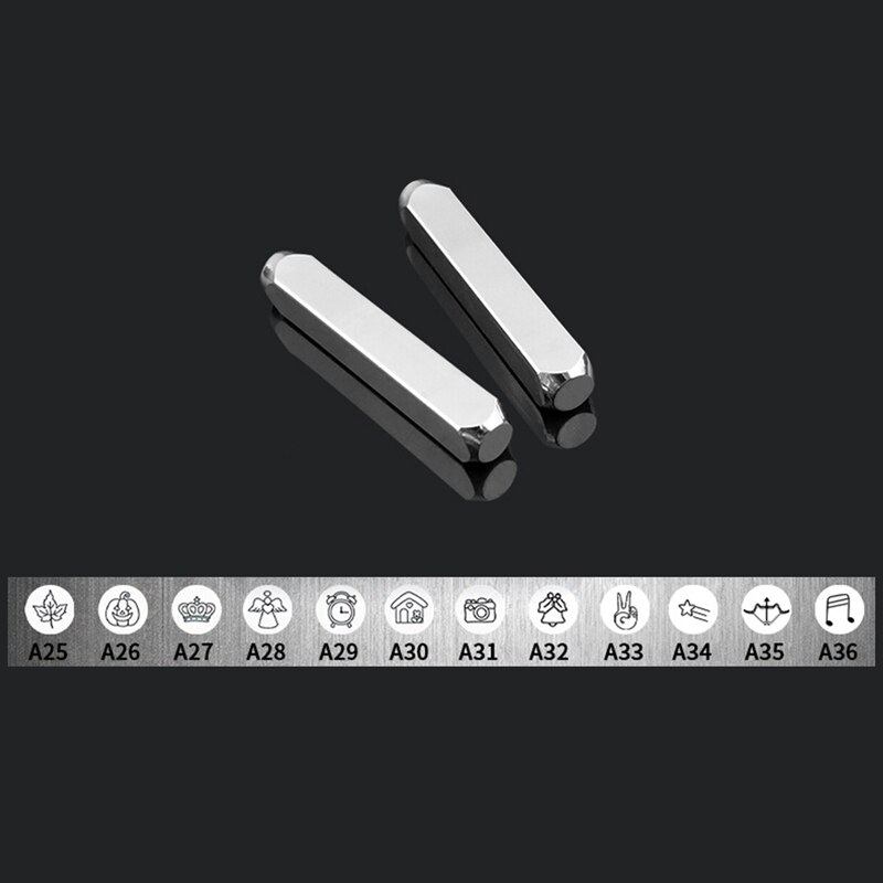 12PCS Metal Stamp Set Embossing Tool Pattern Leather Logo Special-Shaped Steel Stamping Punch