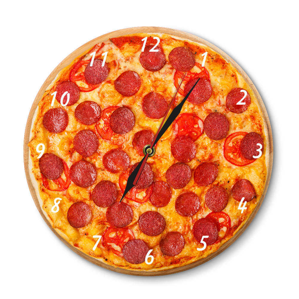 Italian Pepperoni Pizza Wall Clock Italian Restaurant Pizza Clock Pizzeria Pasta Diner Chef Vintage Sign Clock Watch: No Frame Design A