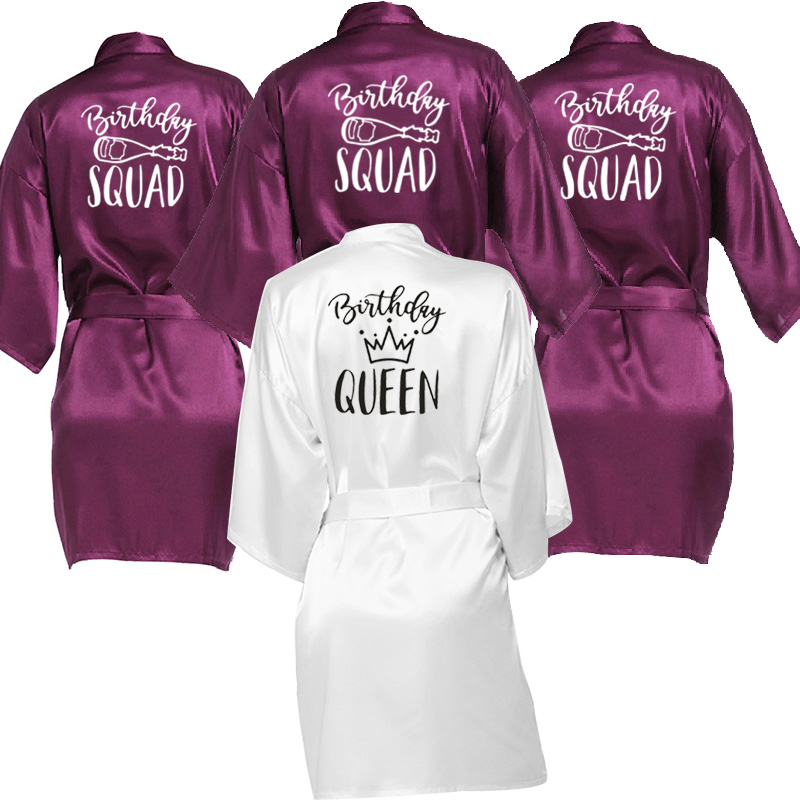 Verjaardag Queen &amp; Squad Wedding Party Bruid Robe Badjas Satijnen Bruids Pyjama Bridal Party Gewaden Bruidsmeisje Gewaden