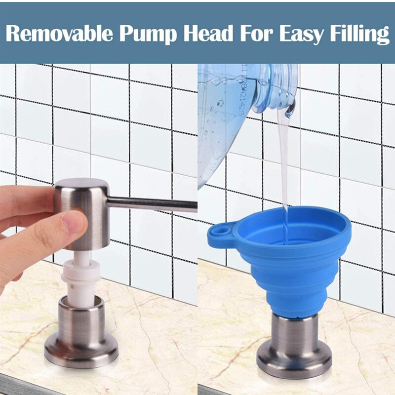 300ML Kitchen Sink Soap Dispenser Manually Press Stainless Steel Head ABS Dispenser Detergent Liquid Soap Lotion Dispensers