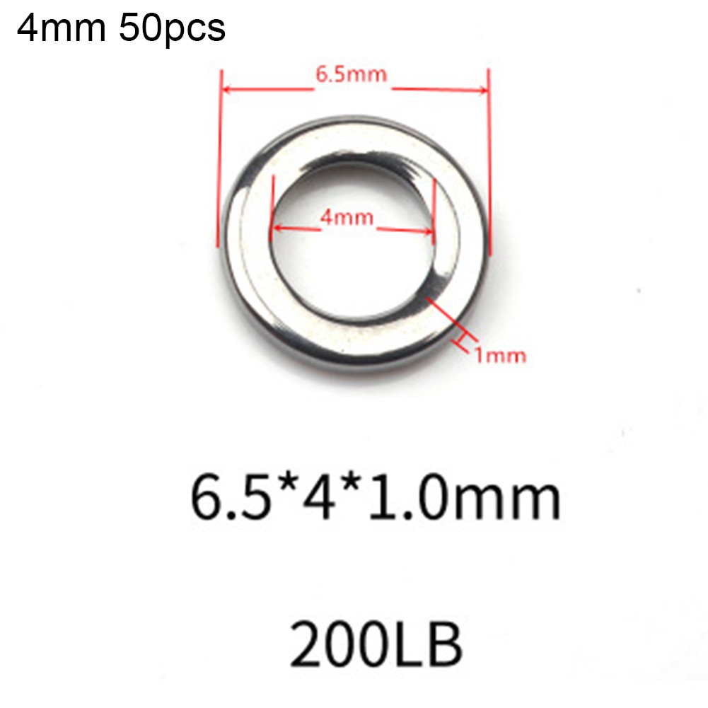 50 st kraftiga fiskeringar med solid ring, sömlösa delade ringar, vridbara knutar, bete, verktyg i rostfritt stål, fisketillbehör: Gul