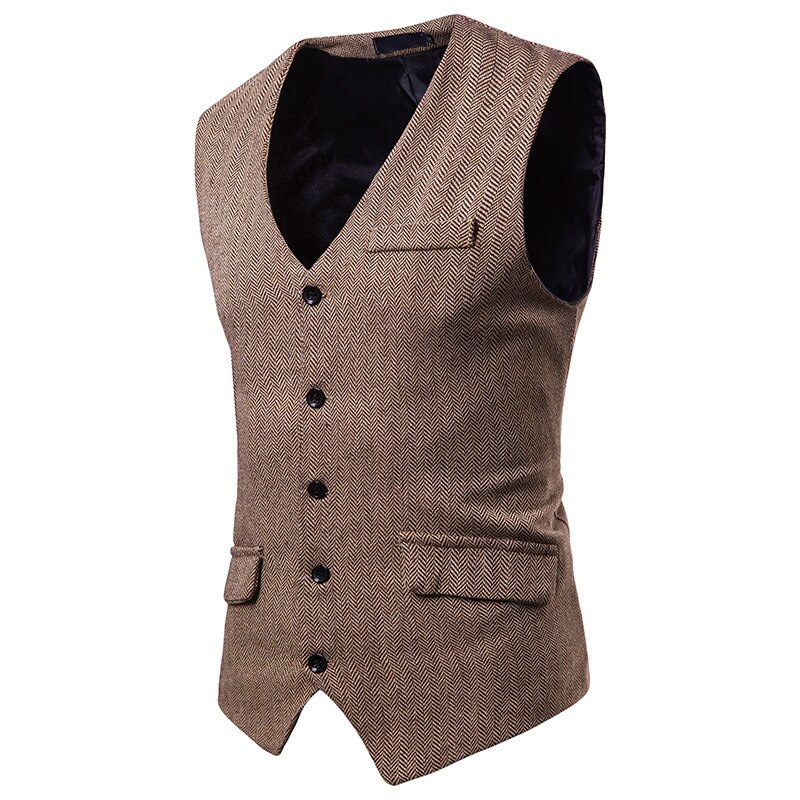 Stil fem knapper herre jakkesæt veste gentlemen casual business ærmeløs vest vintage blazer vest til bryllupsfest