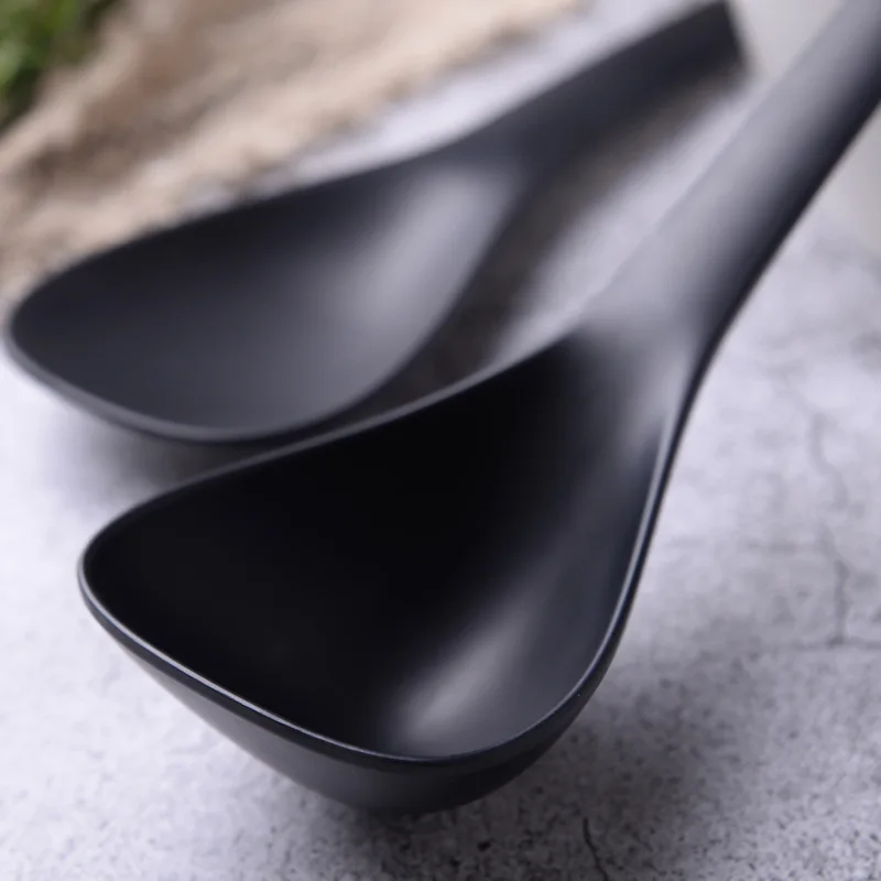 Plastic Non-Stick Rice Spoon Long Cooking Rice Spatula Scoop Black White Hangable Soup Spoon Kitchen Utensil Tableware