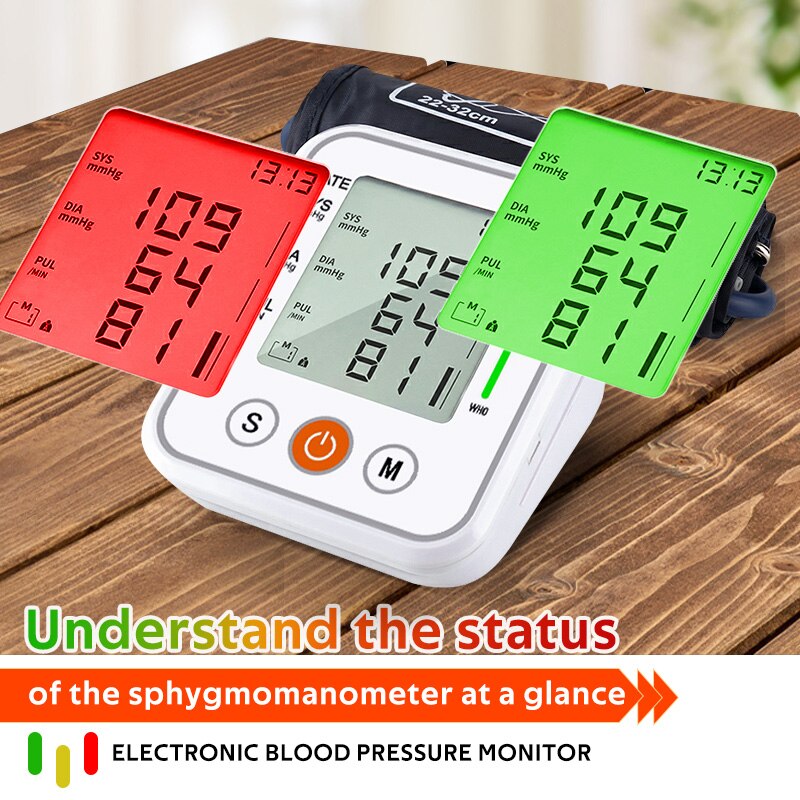 Voice Cuff Arm Blood Pressure Monitor Presure Meter Heart Rate Monitor Portable Tonometer BP Arterial Pressure Device Digital