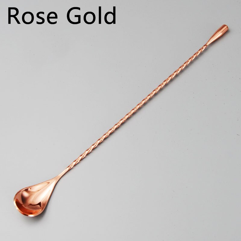 Lange håndtak i rustfritt stål spiral cocktailskjeer dråpeskjeer bartender røreverktøy kjøkkenutstyr tilbehør 30/40cm: Rose gull / 30cm