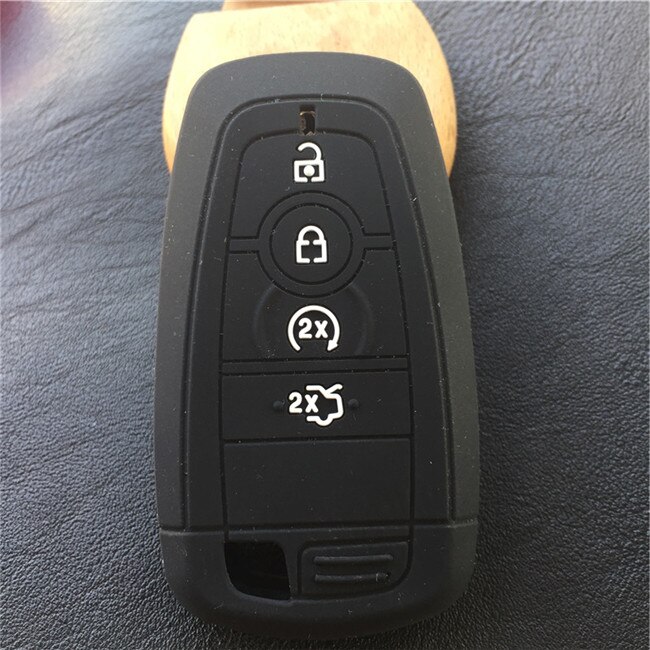 Silikonikuminen auton avainkotelo ford mondeo mkc mkx mkz lincoln continental focus edge kuga eco sport 3 4 nappiavain: 4 painiketta musta