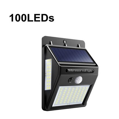 Solpaneldrevet led-lampe udendørs vandtæt sti lys 16/20/30/35 leds havevæglampe med nattesikkerhedslys: 100 lysdioder
