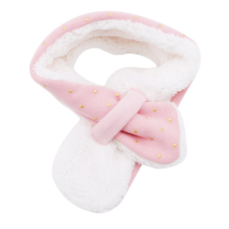 Macacão de inverno das crianças roupas de bebê manter quente cachecol miúdo coração forma padrão veludo gola de pele espessamento mais quente cachecol do bebê: Pink gold point
