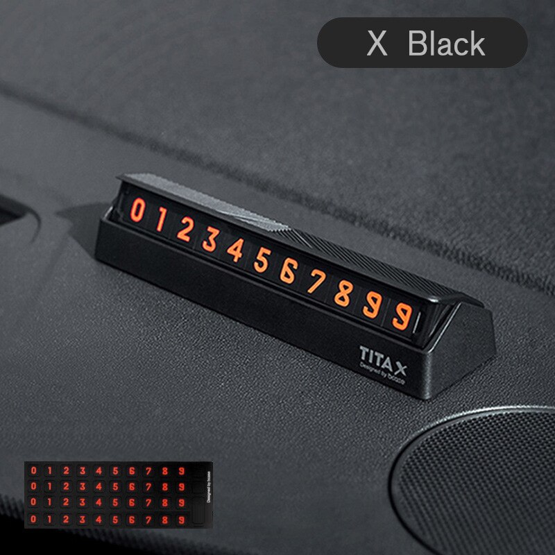 Auto tijdelijke parkeerkaart telefoonnummer digitaal plus zwarte kaart kenteken telefoonnummer parkeerplaats stop auto accessoires: X zwart