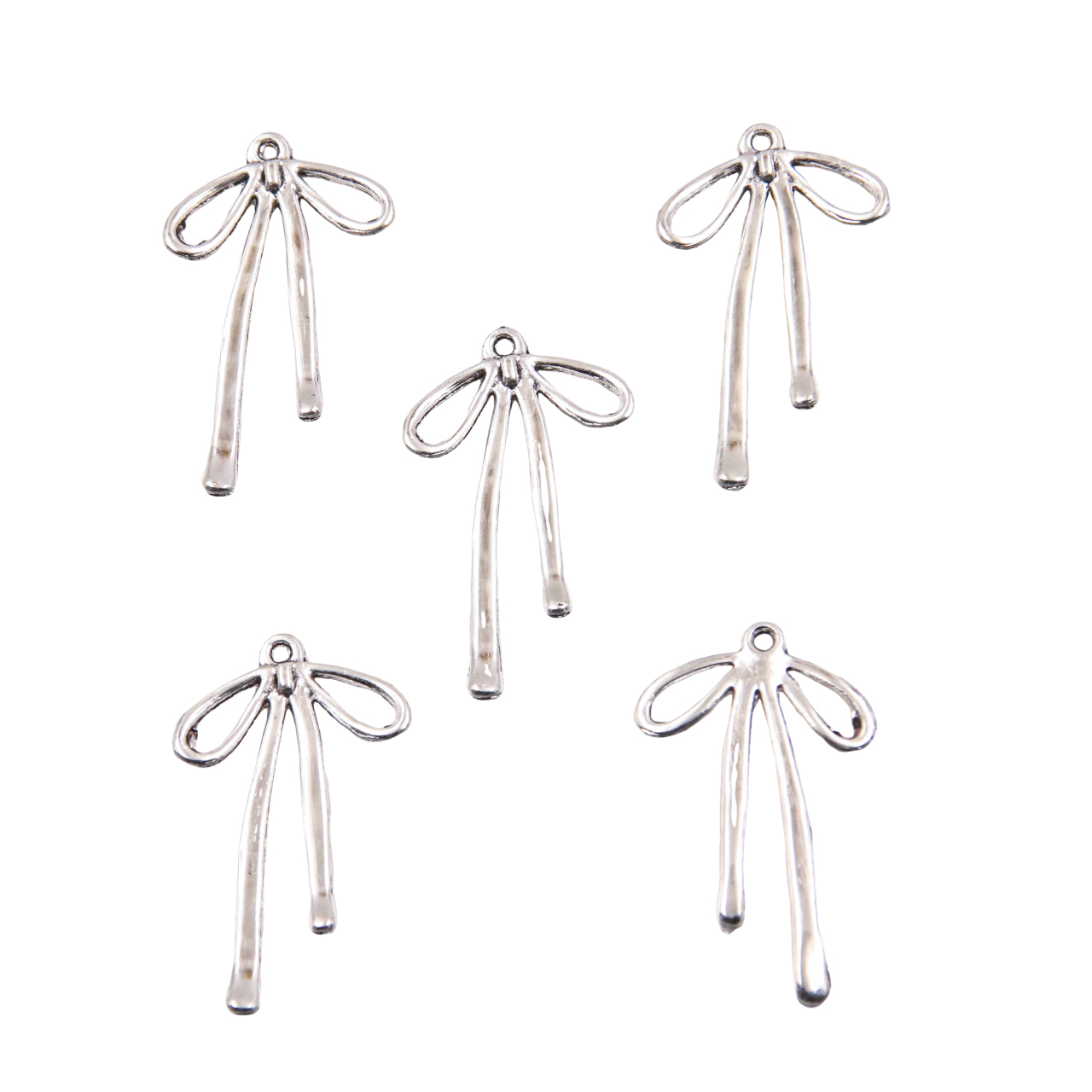 20Pcs 13 Style Metal Alloy Cute Hollow Bow Charms Pendants For Jewelry Making DIY Handmade Craft: Platinum Plated