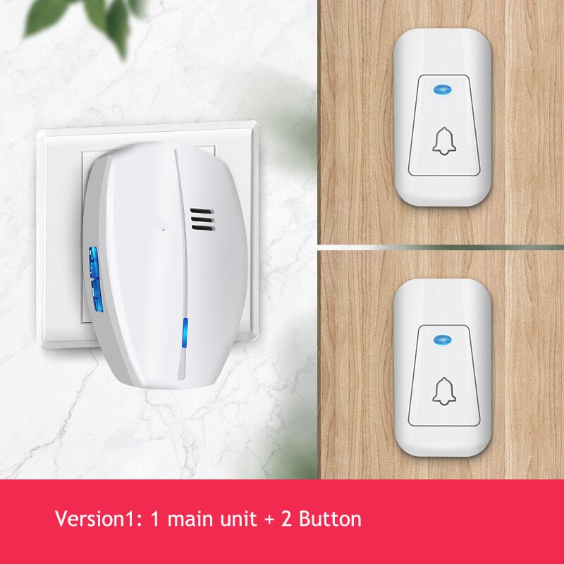 Smart wireless Doorbell 57chime Home Security Welcome doorbell Waterproof 100m remote Wireless Button: 2