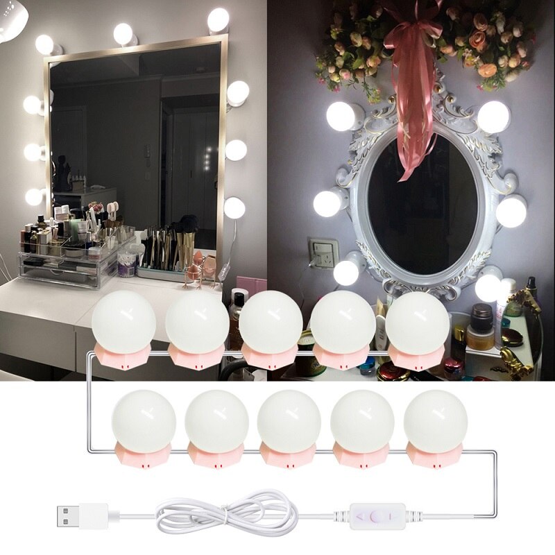 Bombilla LED para espejo de baño de Hollywood, 5V, luces Led para espejo de tocador, Kit de 6, 10 y 14 bombillas para tocador de maquillaje