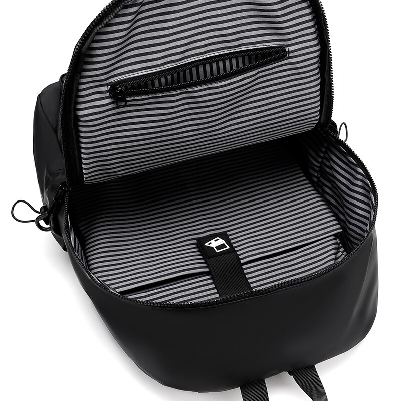 A 14 Inch Men's Backpack Large Capacity Travel Leisure Solid Color Pu Computer Backpack Men And Women Students Schoolbag