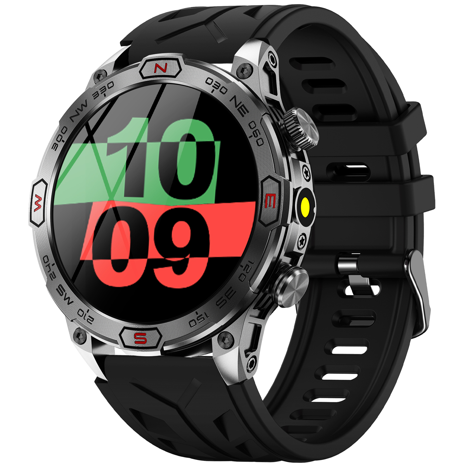 EIGIIS sprytny zegarek KC86 1.43 "ekran AMOLED 1ATM wodoodporny zegarek sportowy dla mężczyzn z kompasem wysokości barometr doprowadziło latarka doprowadziło: czarny