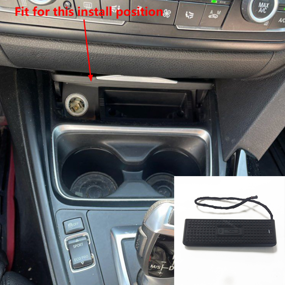 Soporte de teléfono cargador inalámbrico para bmw serie 3 4 f31 f30 f32 f33 f34 f36 f33 f35 m4 f82 panel de carga accesorios de carga rápida: Negro
