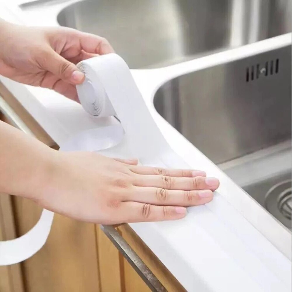 3,2 mx38mm Schlecht Dusche Waschbecken Schlecht Abdichtung Streifen Band Weiß PVC Selbst Klebe Zauberstab Aufkleber Wasserdichte Zauberstab Aufkleber für Küche