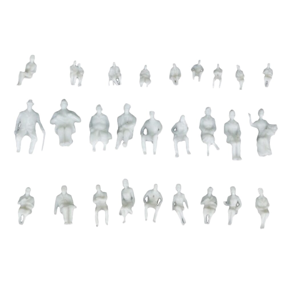 20 Pieces 1:25 Scale White Mini Sitting Postures People Figure