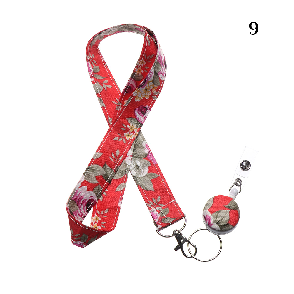 1PC Printed Fabric Lanyard Badge Reel ID Card Holder Clip Mobile Phone Neck Hanging Rope Floral Print Straps Office Supplies: 9