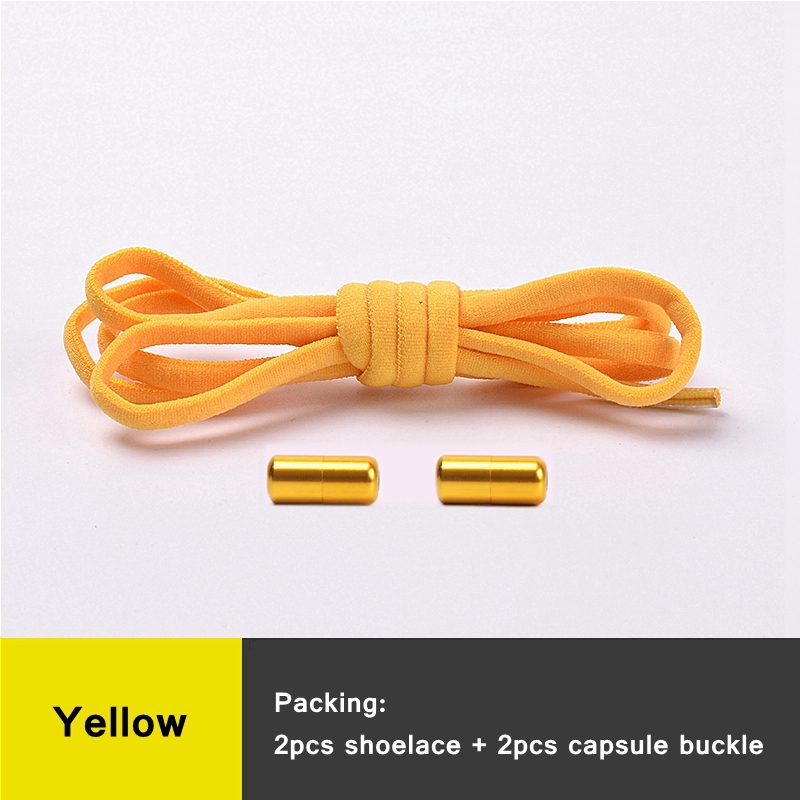 Elastic No Tie Shoelaces Semicircle Shoe Laces For Kids and Adult Metal Lock Sneakers Shoelace Boot Lazy Laces Shoe Strings: Yellow / 120cm