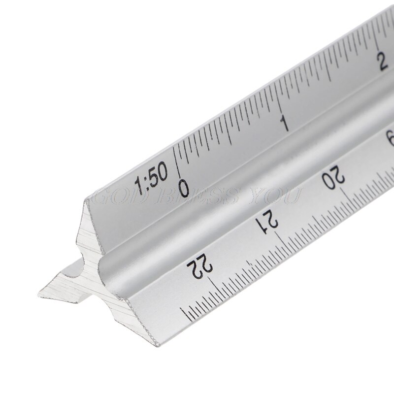 30cm Aluminium Metal Triangle Scale Architect Engineer Technical Ruler 12"