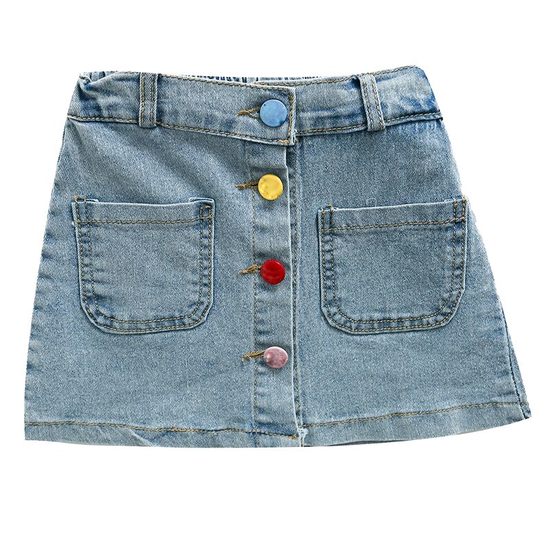 Falda vaquera para niñas, faldas informales con botones de colores, ropa para bebés, 2, 4, 5, 6, 7 y 8 años