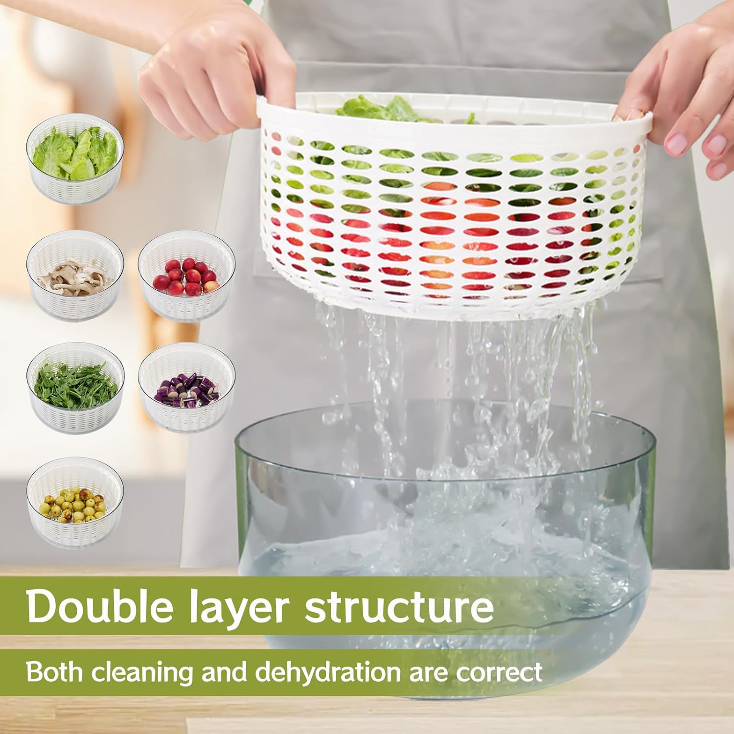 Vihanneskuivuri sähköinen tyhjennyskori pikapuhdistin kuivausrumpu märkä hedelmä-vihannesten erottelu tyhjennys salaattilinko kodin laite