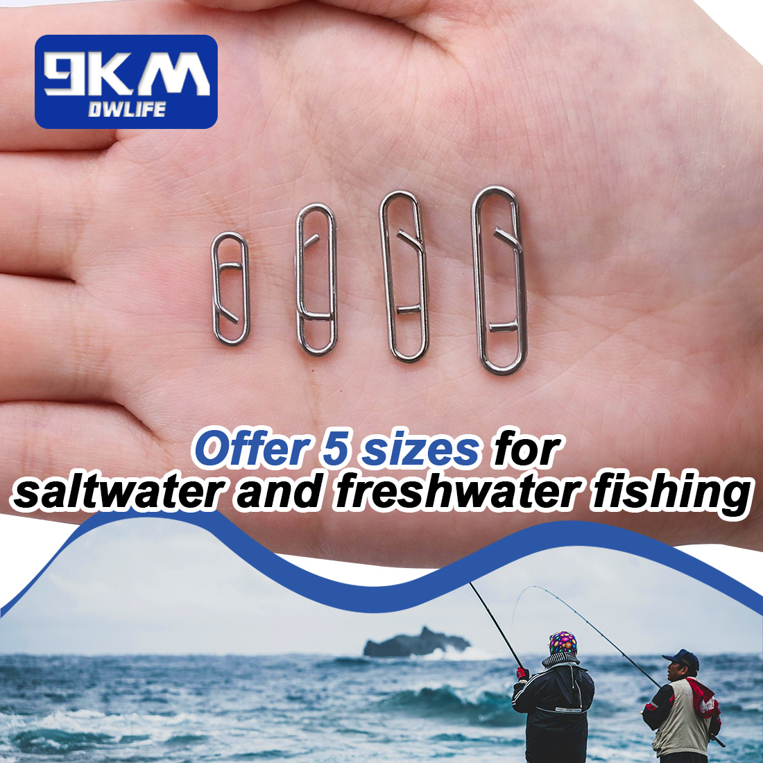 Clip de pesca Clips de potencia 50 ~ 200 Uds presión de pesca de acero inoxidable velocidad de pesca de agua salada conector de señuelo de pesca giratorio rápido
