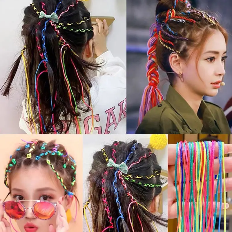 90 Cm Mix Kleurrijke 4-30 Stuks Haar Vlechten Touw Strengen Voor Afrikaanse Vlechten Meisjes Diy Paardenstaart vlechten Vrouwen Styling Haaraccessoires