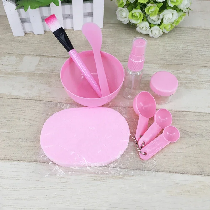 Juego de 9/6/Uds., cuenco para máscara rosa, máscara Facial completa, herramientas de belleza DIY, tazón para mezclar máscara Facial, cepillo, cuchara, palo, herramienta, Kit de cuidado Facial: Negro