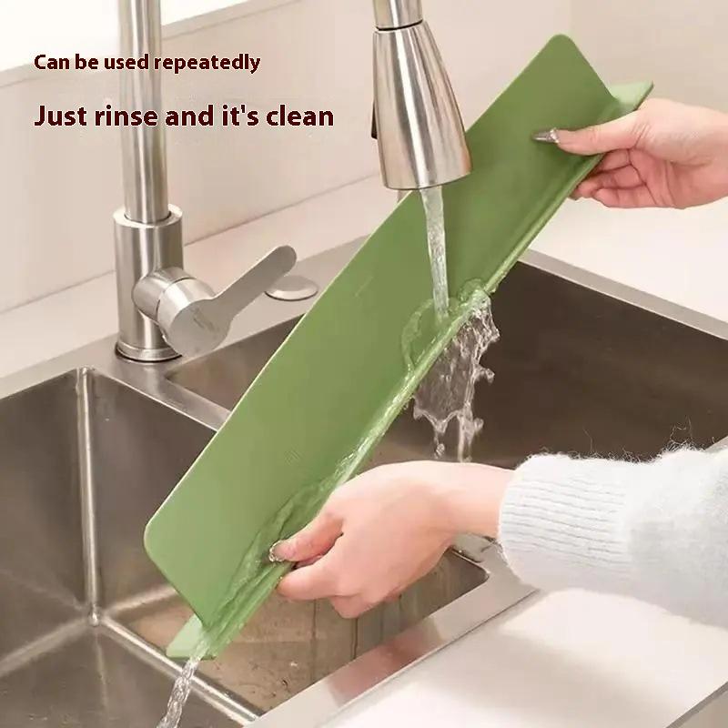 1pc Silicone Kitchen Sink Water Splash Guard Washing Basin Anti-splash Stopper Waterproof Splatter Screen Bar Anti-water Board